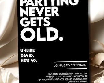 Invitación divertida de cumpleaños para adultos: editable