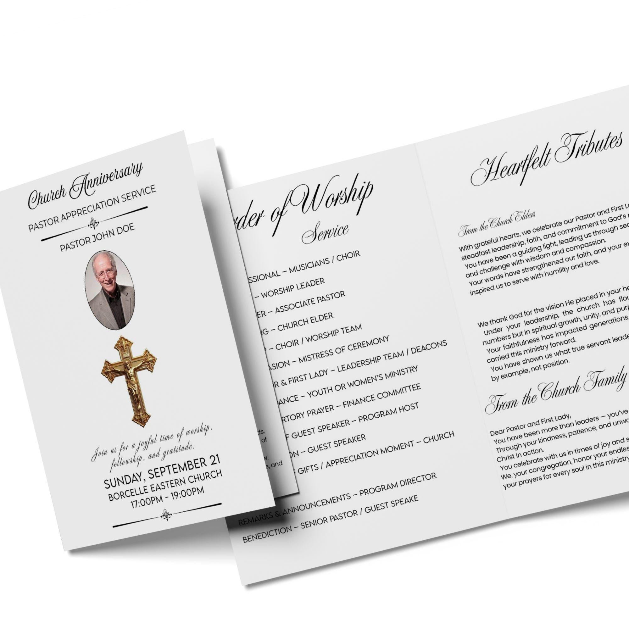 Pastor Anniversary Program Template 17x11 | Editable Church Program ...