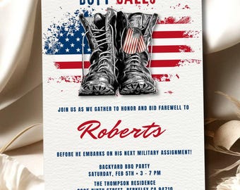 Military Farewell Party Invitation, Editable Duty Calls Send-Off BBQ Invite, Goodbye Armed Forces Going Away Card, Instant Download Template