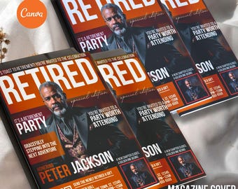 Retirement Party Invitation for Him, Digital Magazine Cover Flyer Invite, Teacher DIY Template, Surprise Retire Dinner evite Template
