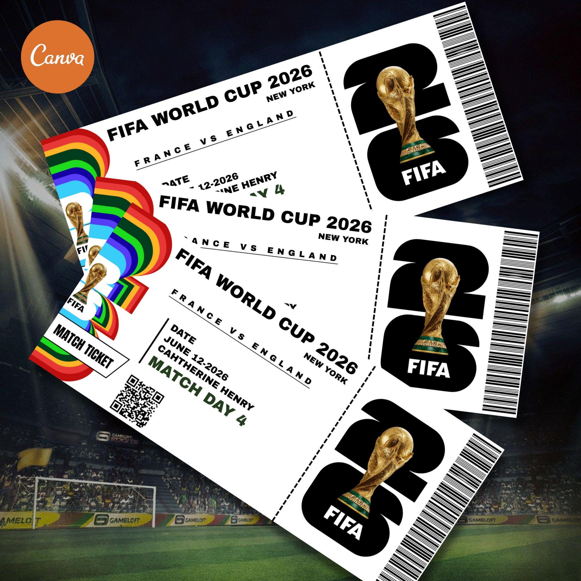 Customized World Cup 2026 Ticket | Matchday Ticket | Editable 