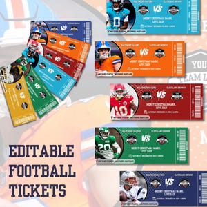 Editable Football Tickets, Surprise Gift Football Ticket, Custom Ticket, Football Game Stub, Personalized Sports Football Ticket, NFL Ticket