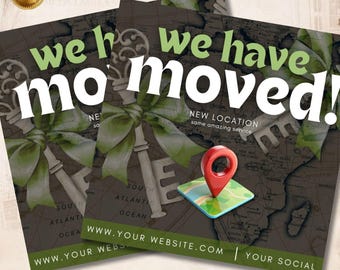 We Have Moved Flyer: New Location Announcement, Editable Canva Template (5x7 inches, Digital Download