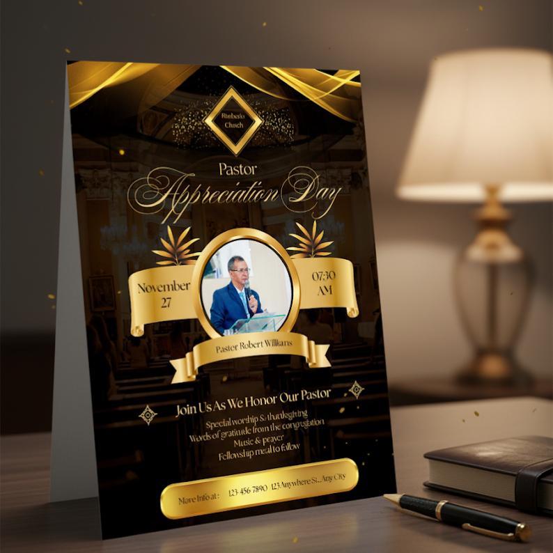 Digital Pastor Appreciation Program, Printable Church Event Program ...