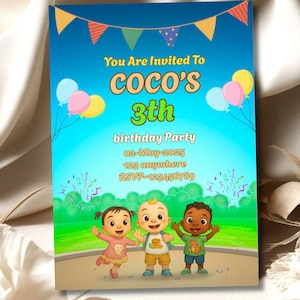 Editable Birthday Invitation Template | Cute Cartoon Kids Theme | Instant Download | Edit with Canva | Printable Digital Colourful Invite