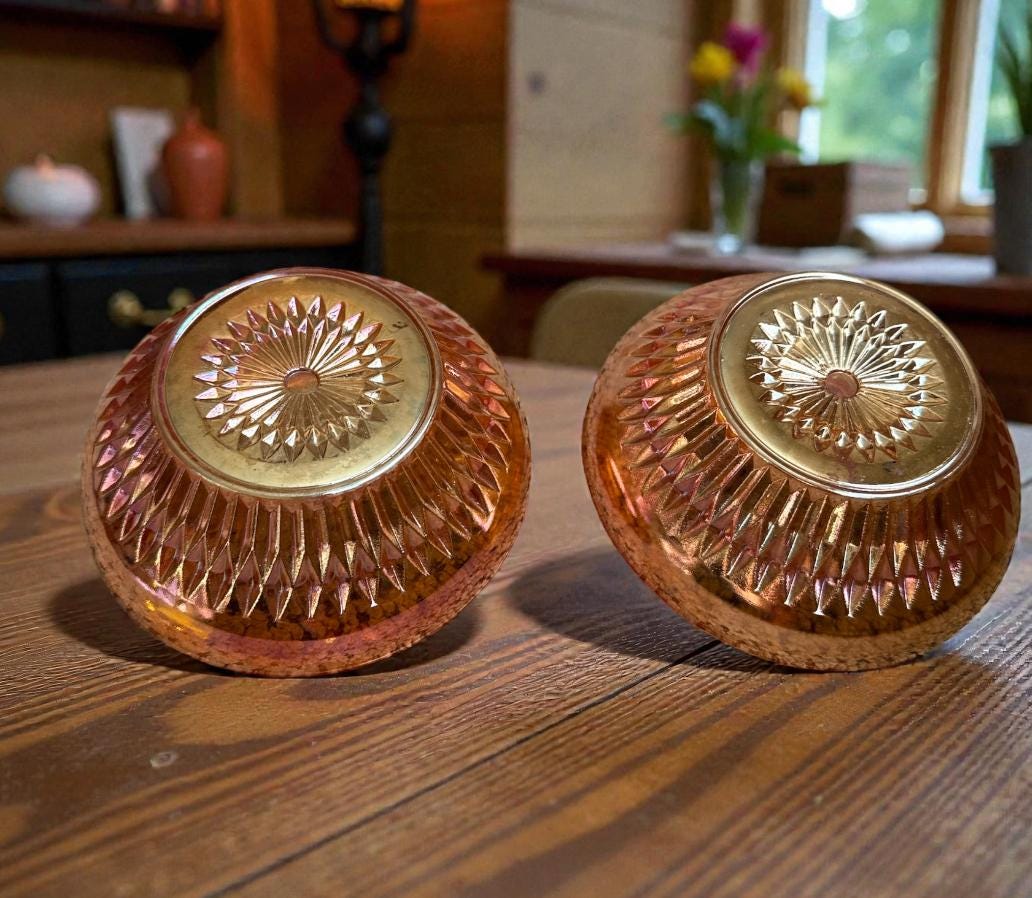 Jeannette Anniversary Marigold Iridescent Candle Holder 2 Piece