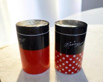 Disney Mickey & Minnie Mouse Ceramic Salt and Pepper Shakers 3” Red/Black/White