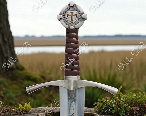 Templar Crusader Sword Replica | Handmade Medieval Sword with Scabbard | Knight Sword | Historical Decor | USA Collector Gift, Gifts for him