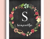 Personalized Floral Monogram Print