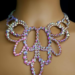 Crystals AB Ballroom Dance Necklace: Hypoallergenic Wedding Jewelry
