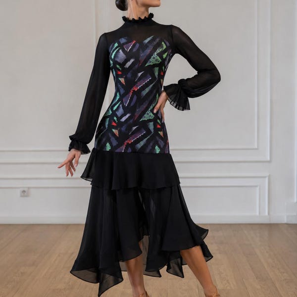 Vestido de práctica para baile de salón/baile suave. Vestido para tango y vals.