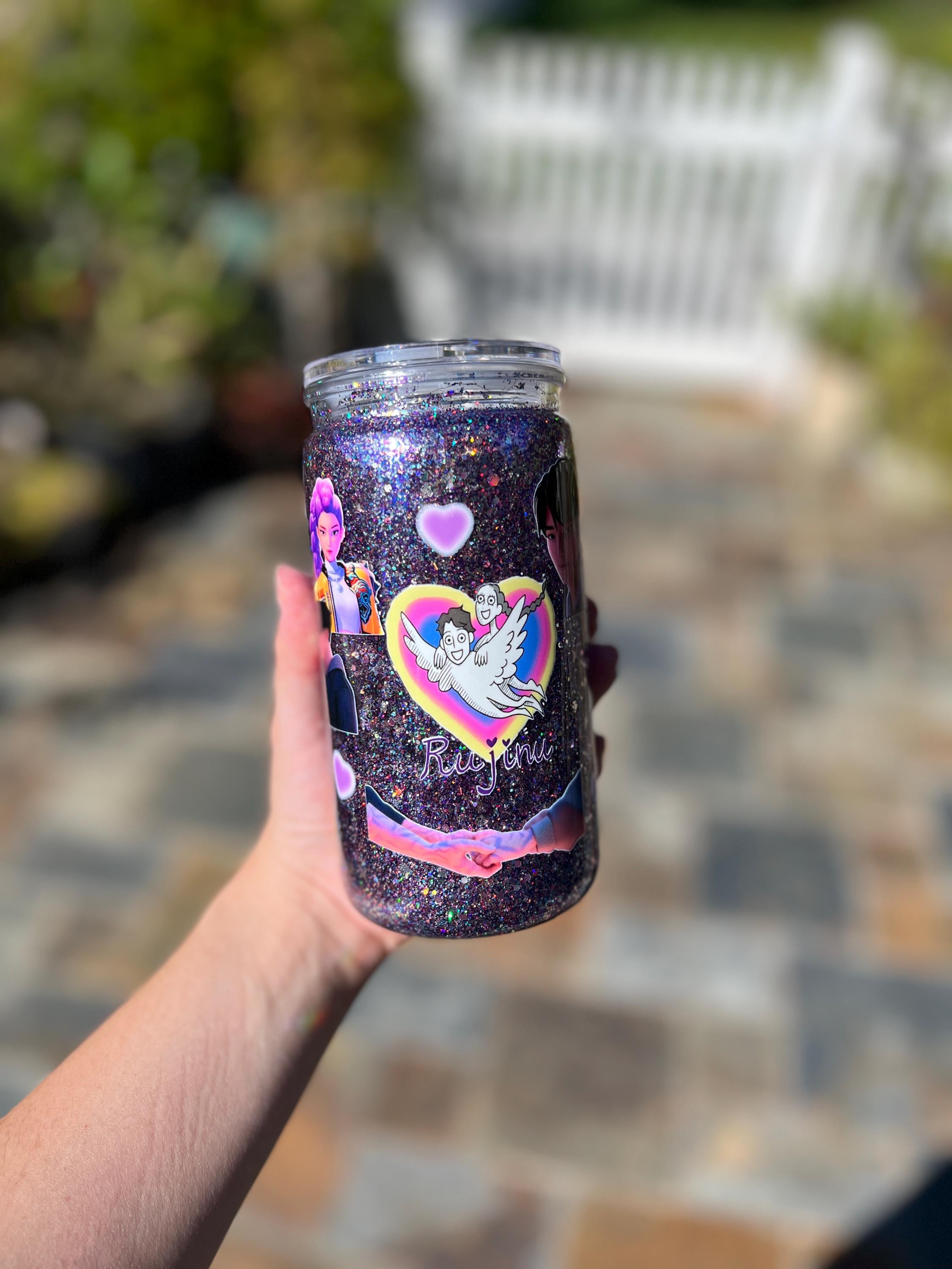 K-Pop Demon Hunters Inspired 16oz Plastic Snowglobe Tumbler RuJinu