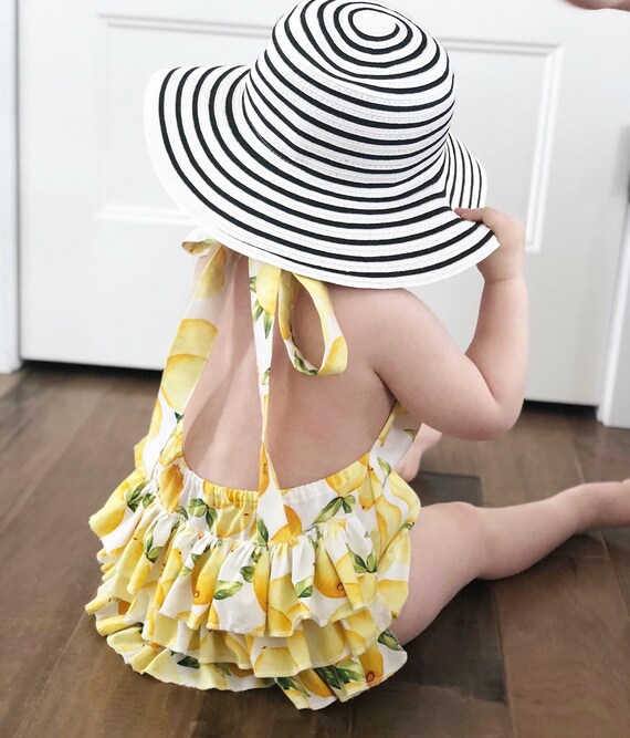 Girls Bubble Baby Romper Bubble Ruffle Romper Newborn Ruffled Romper Girls Jumper Lemon Outfit Ruffled Romper Baby Girl Etsy