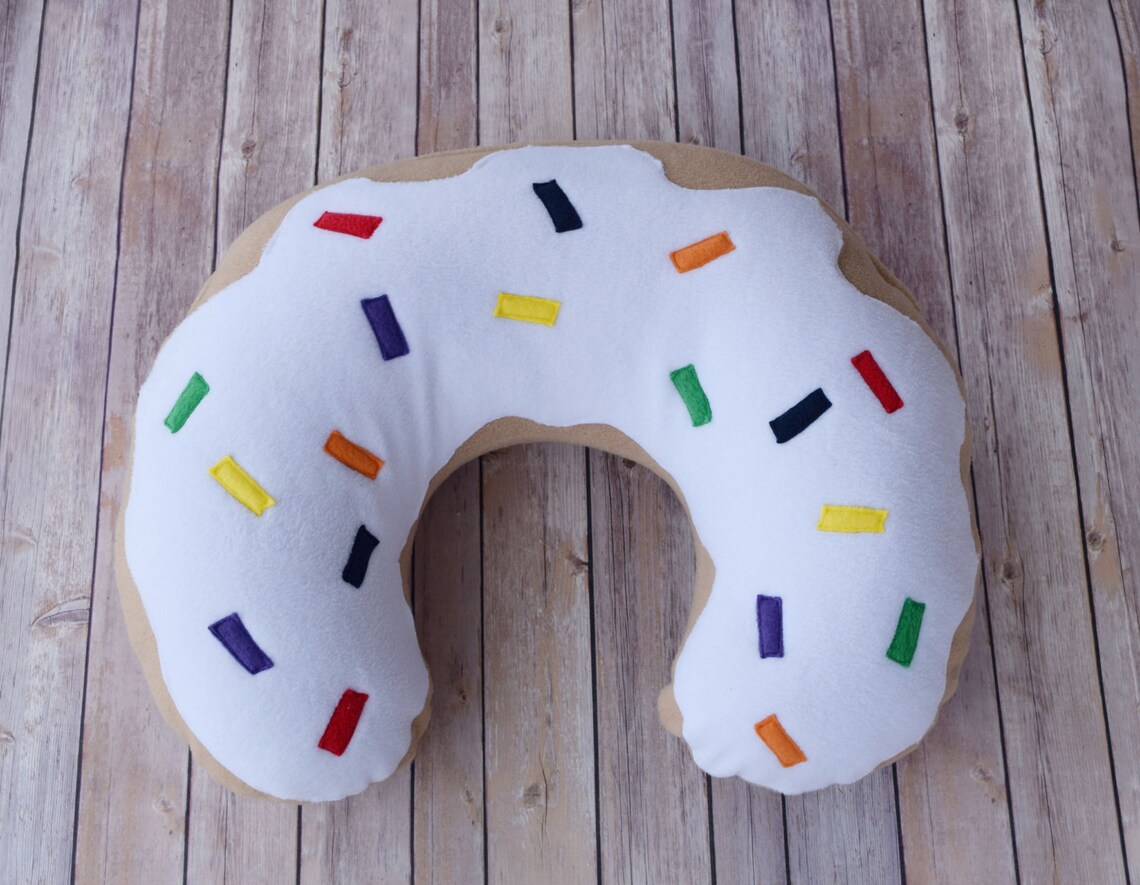 White Donut Nursing Pillow Cover with Rainbow Sprinkles Etsy