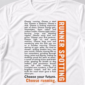 Camiseta de rendimiento Runner Spotting – Camiseta con monólogo de running parodia de Trainspotting