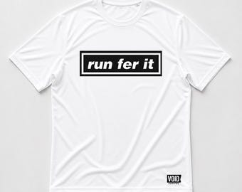 Run Fer It hardloop-T-shirt: op Britpop geïnspireerd technisch T-shirt voor hardlopers