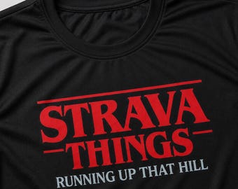 Running Up That Hill Running Shirt – Retro Horror Style Runner Gift, Black Technical Tee
