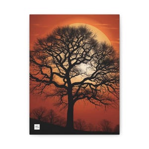 Sunset Sunrise Tree Canvas Wall Art, Vibrant Landscape Print, Nature-Inspired Home Decor, Ready to Hang