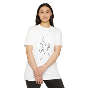 Minimalist Line Art T-Shirt, Unisex Aesthetic Tee, Abstract Face Design Shirt, Modern Graphic Tee, Artsy Gift for Him or Her