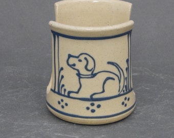 Sponge Holder  Blue Puppy Dog   Stoneware Pottery