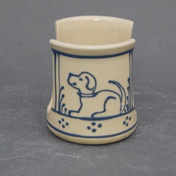 Sponge Holder  Blue Puppy Dog   Stoneware Pottery