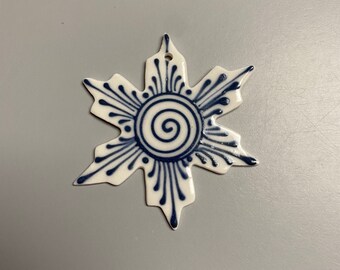 Blue on White Snowflake - Porcelain - Stoneware Pottery