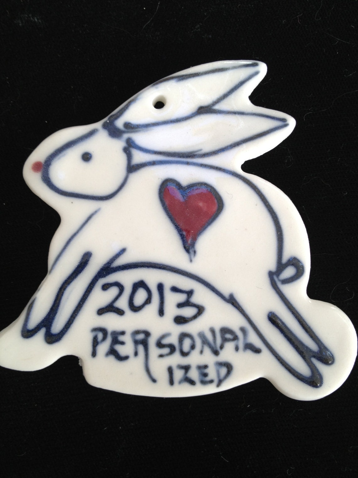 Personalized Bunny Rabbit Ornament Porcelain Pottery Etsy