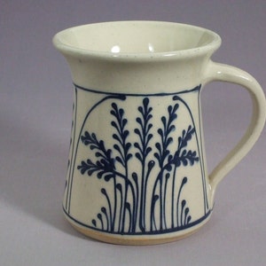 Coffee or Tea Mug Blue Wheat design on Stoneware Stoneware Pottery