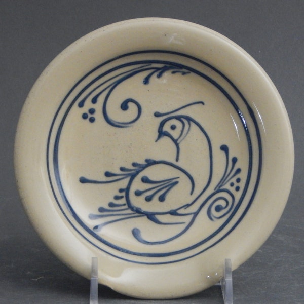 Spoon Rest Blue Bird on Stoneware- Stoneware Pottery