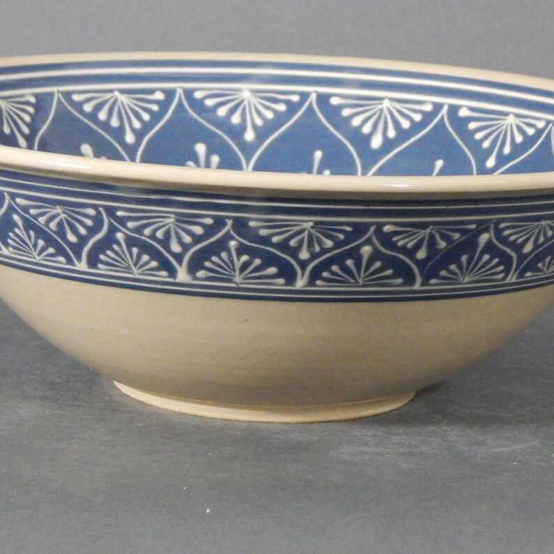 Made to Order Extra Large Bowl White on Dark Blue Background Etsy
