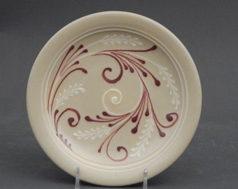 Sale! - Small Stoneware Sandwich or Salad Plate - White Wheat with Red Accents on Stoneware  Traditional  Pattern