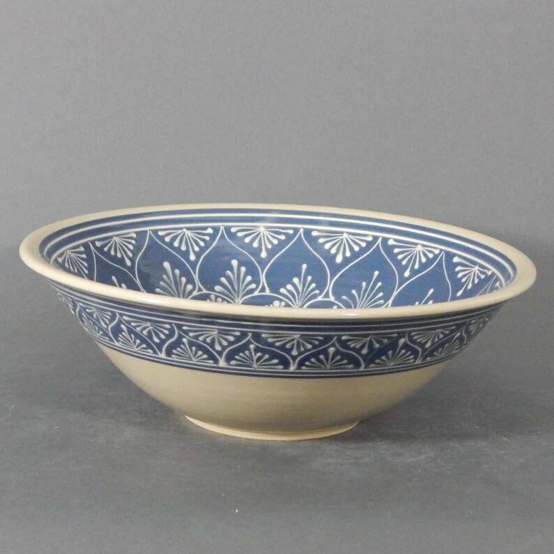 Made to Order Extra Large Bowl White on Dark Blue Background Etsy