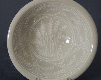 Sale item! Price reduced - Small Stoneware Bowl  White Wheat on Stoneware  Swirl Spiral pattern