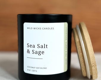 Sea Salt Sage Candle: Palo Santo Lavender, Coconut Soy Blend, Calm Grounding Scent