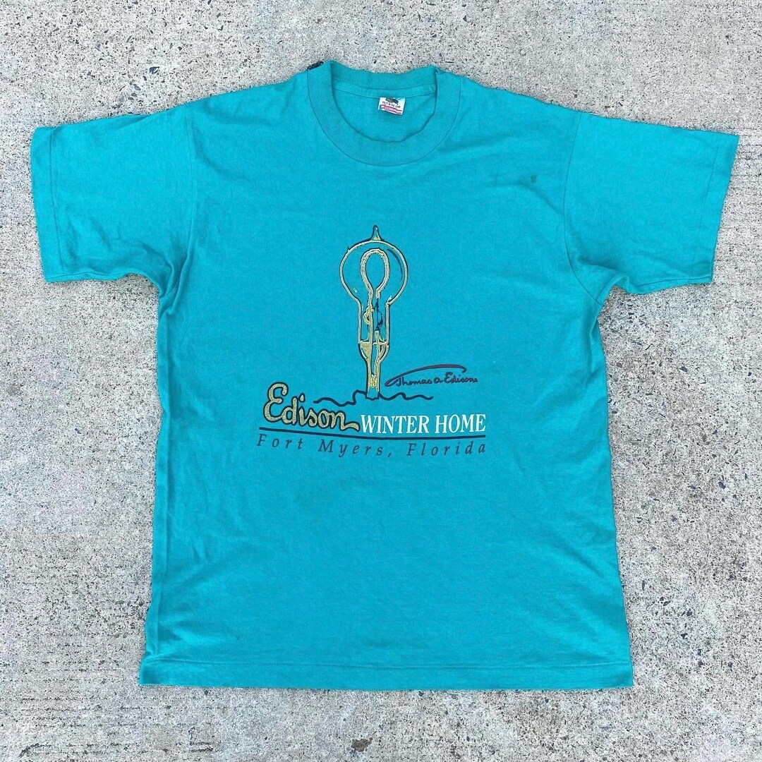 Vintage 80s Edison Winter Home Tee Fort Myers Florida Souvenir (DDP ...