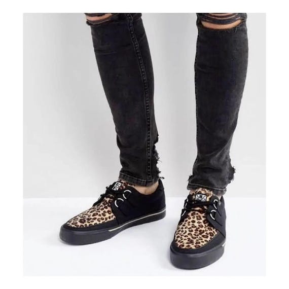 Y2K T.U.K Creepers Black & Leopard | Low Sole Punk Goth  display picture 1