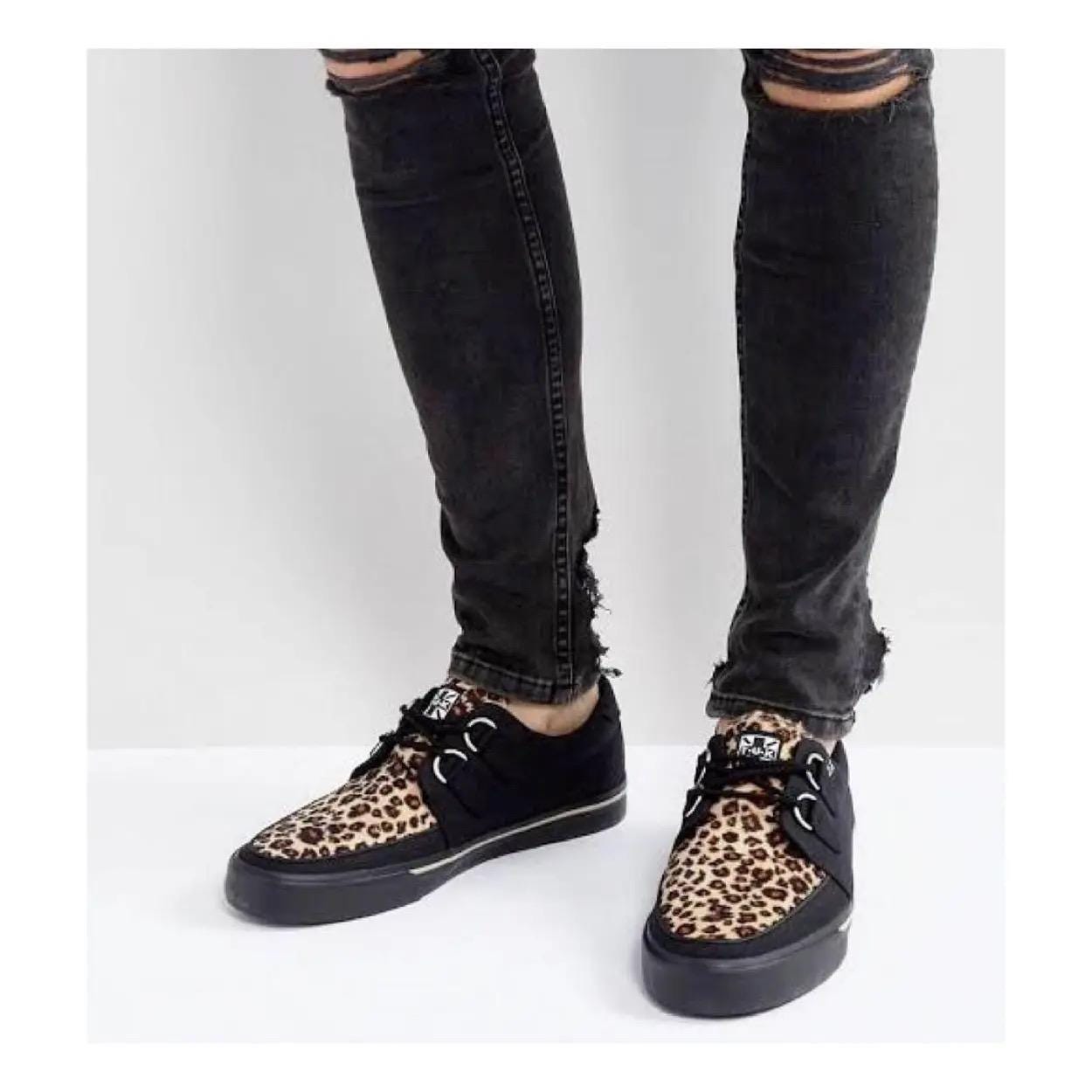 Y2K T.U.K Creepers Black & Leopard | Low Sole Punk Goth Platform