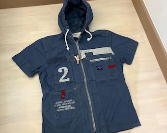 Chaqueta militar con capucha Avirex / Chaqueta vintage utilitaria con cremallera (DDP / Sin tasas de importación)