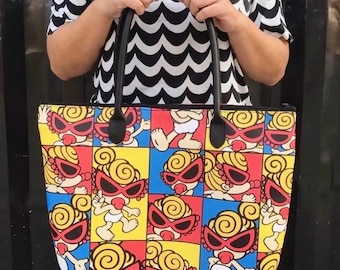 Vintage Hysteric Glamour Tote Bag – Retro Red & Black Graphic