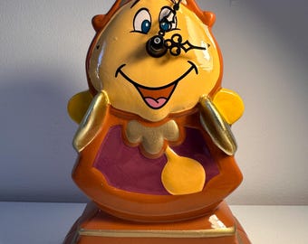 Vintage Disney Belle & The Beast keramische tafelklok