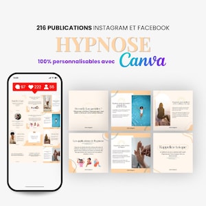 Pakket van 216 Instagram-berichten over hypnose | Canva-sjablonen | Sociale media-berichten voor hypnotherapeuten | Kant-en-klare content