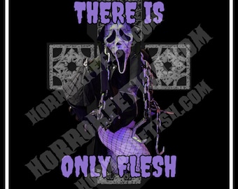 There is Only Flesh | Ghostface Scream Pinhead Hellraiser | Adult Horror Die Cut Waterproof Laminated Sticker