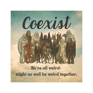 Coexist Car Magnet Funny Bumper Sticker Bigfoot Mothman Paranormal Gift Cryptids car accessories