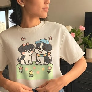 Cute Dog Friends Unisex T-Shirt, Pet Lover Gift, Dog Mom Tee, Animal Print Shirt, Birthday Present, Casual Wear