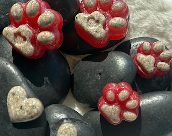 Custom Pet Memorial Resin Set – Paw & Heart, Ashes Infused, Vibrant Colors