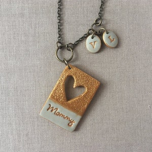 Mama Heart Necklace, Stamped for mom, for grandma, Nonna, Oma, Yia Yia, Stamped name necklace, handmade gift, Personalized for Mothers Day image 3