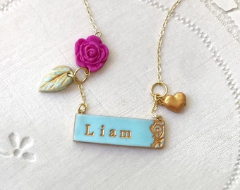 New baby necklace, Son Necklace, Son's name, new mom jewelry, new mama gift, baby boy jewelry, baby girl