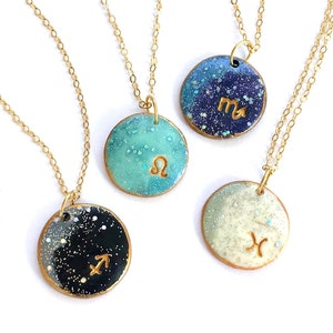 Celestial Jewelry, Zodiac Sign Necklace, Astrology, Aries, Taurus, Gemini, Cancer, Leo, Virgo, Libra, Scorpio, Capricorn, Aquarius, Pisces