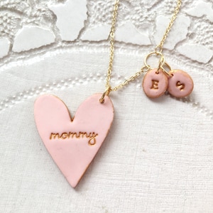 Heart Necklace For Mom, Mothers Day, Auntie Gift, Mama Jewelry, Grammy, Nonna, Yia Yia, personalized kids initials image 2