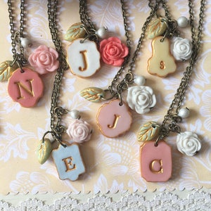 Boho Bridesmaids, Mismatched Florals, Pink, Blush ,Calico, personalized initial Set of 3,4,5,6,7, 8 image 1